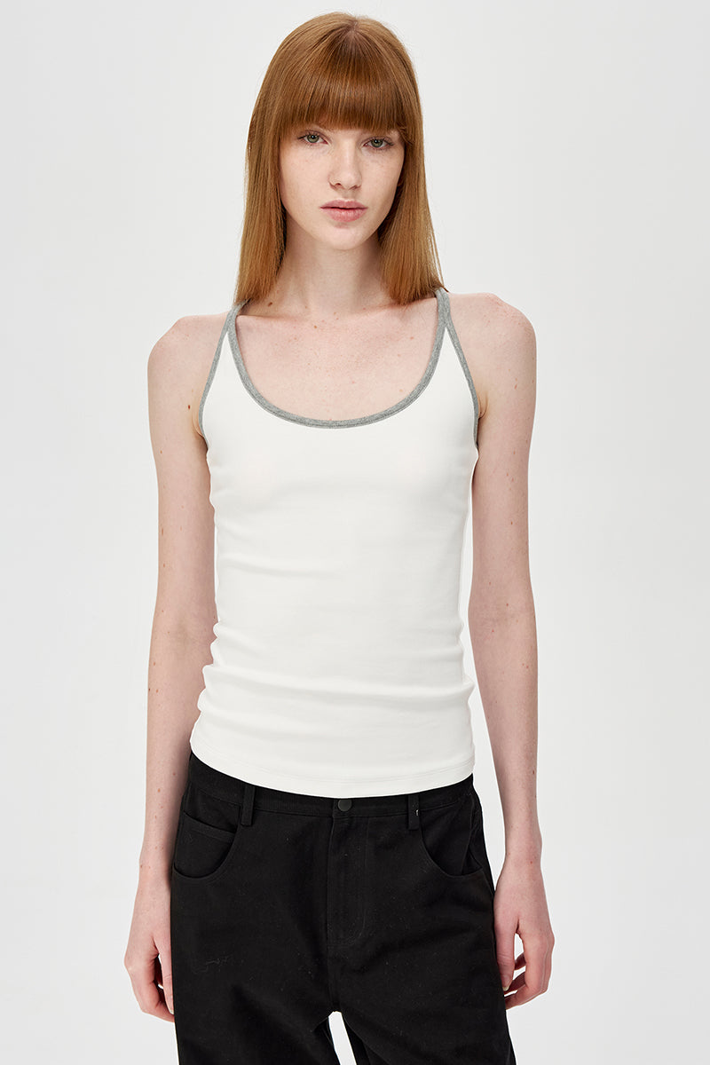 Contrast Trim Fitted Cami Top