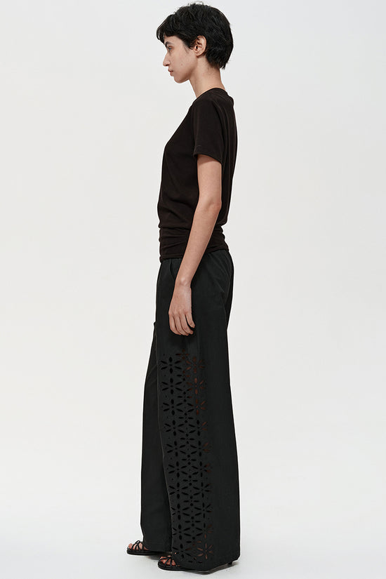 Cutout Detail Straight-Leg Trousers