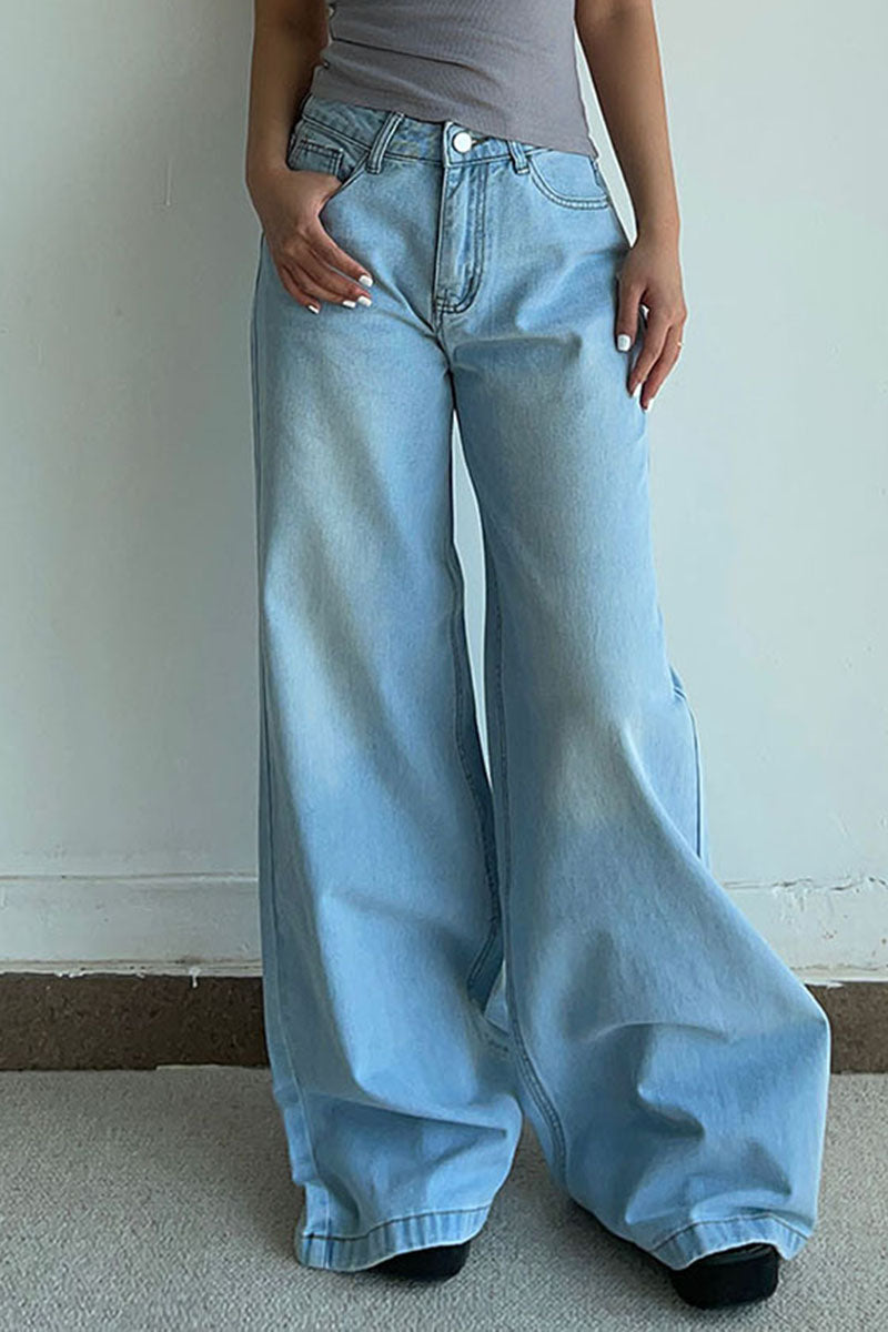 Wide Leg Casual Denim Jeans