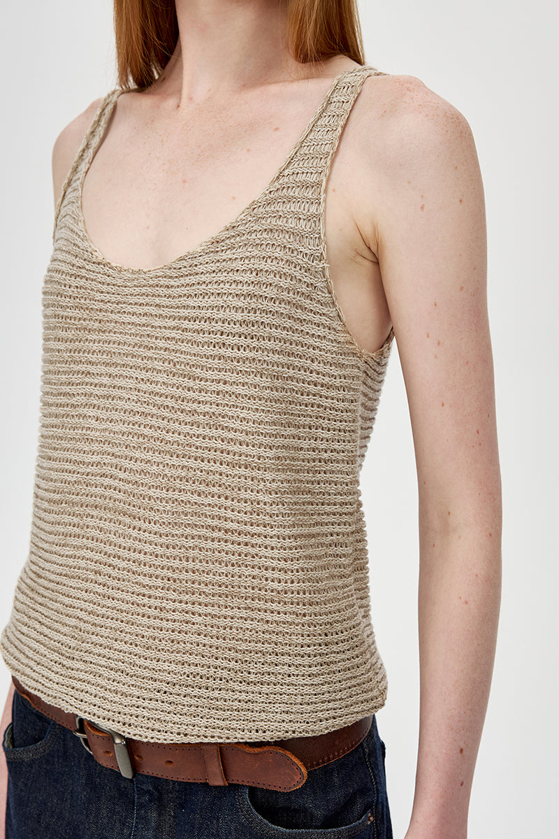 Textured Knit Scoop Neck Tank