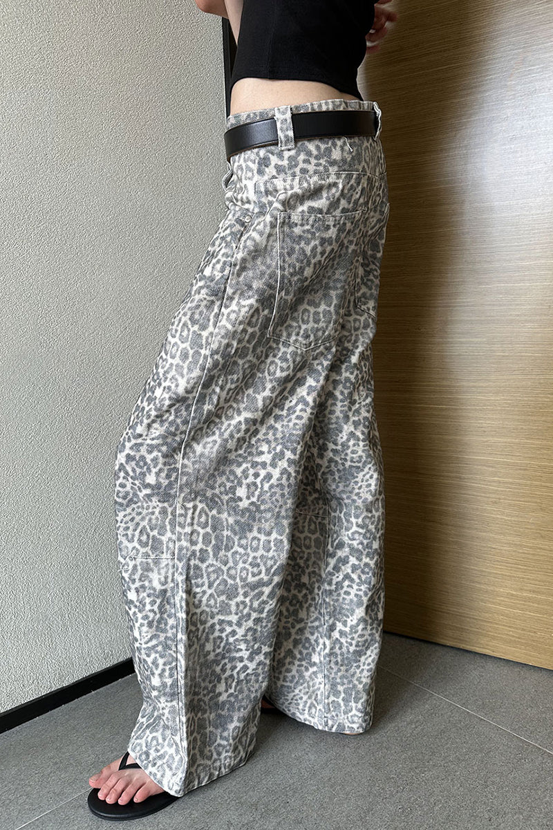 Leopard Print Wide-Leg Pants