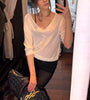 Deep V-Neck Knit Top