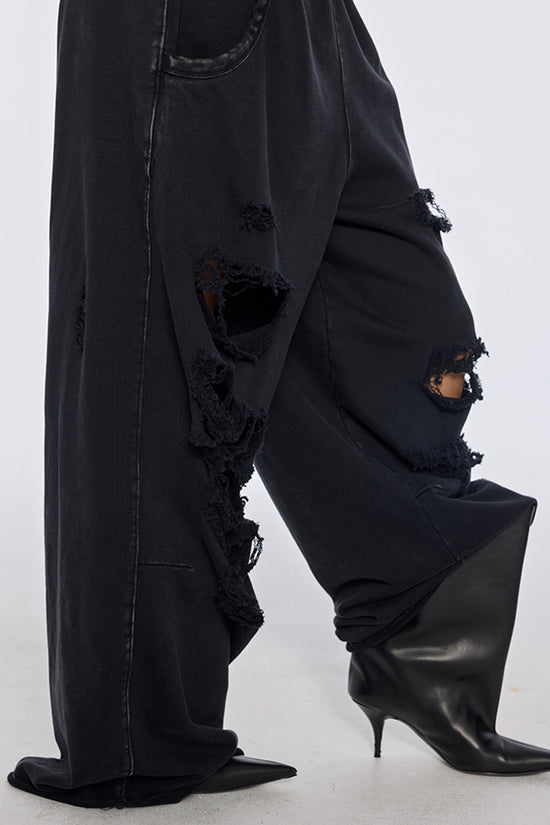 Distressed Slouchy Fit Jogger Pants