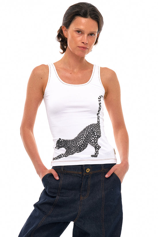Tank Top with Stretch Cat Graphic
