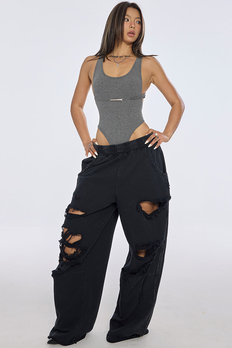 Distressed Slouchy Fit Jogger Pants