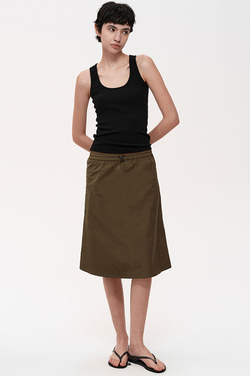 Adjustable Drawstring A-Line Skirt