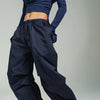 Structured Folded Wide-Leg Pants