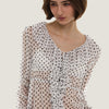 Ruffle Trim Polka Dot Blouse