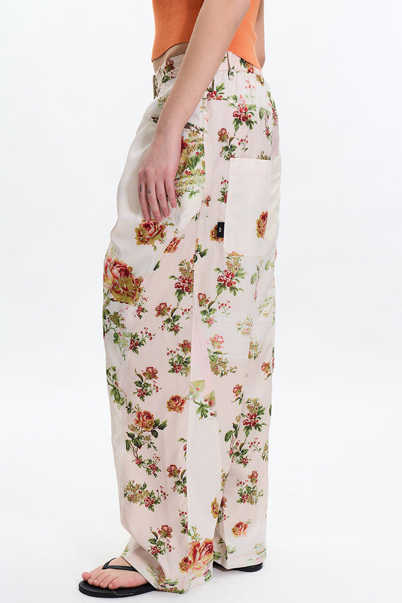 Floral Print Wide-Leg Trousers