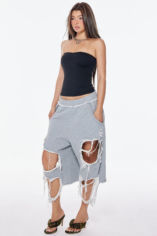 Extreme Distressed Raw Hem Shorts