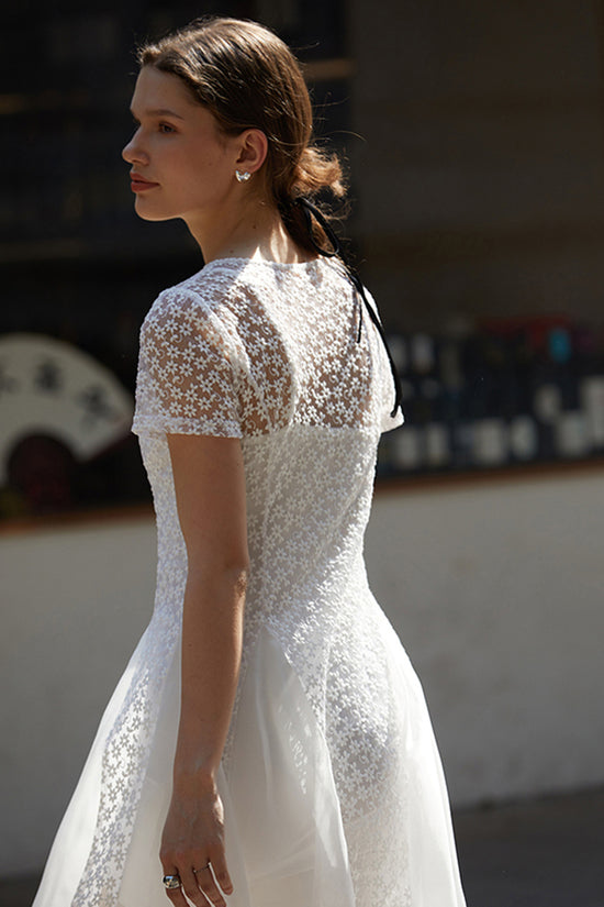 Lace Panel Midi Dress