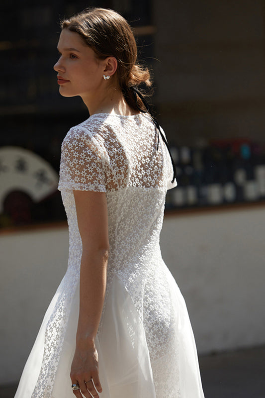 Lace Panel Midi Dress