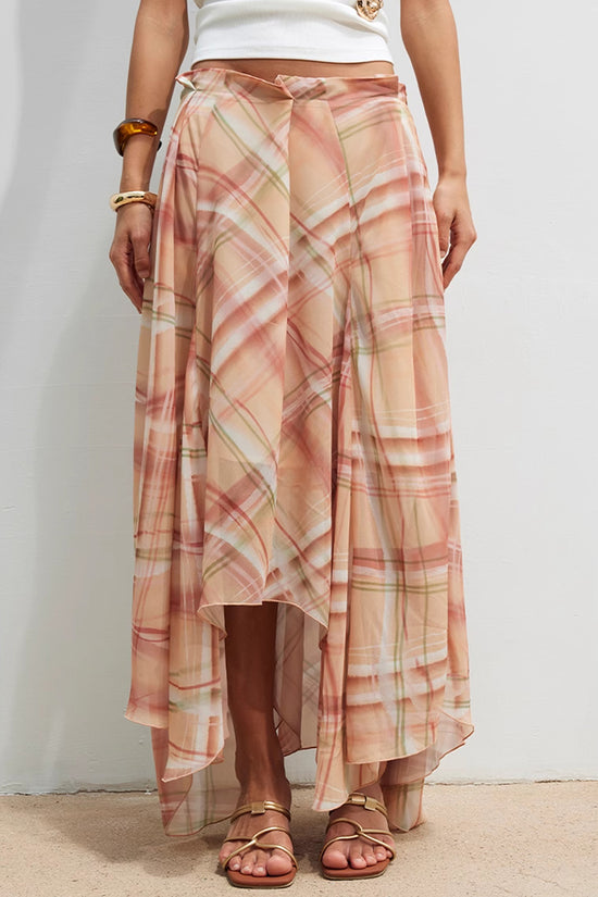 Flowy Plaid Wrap Skirt