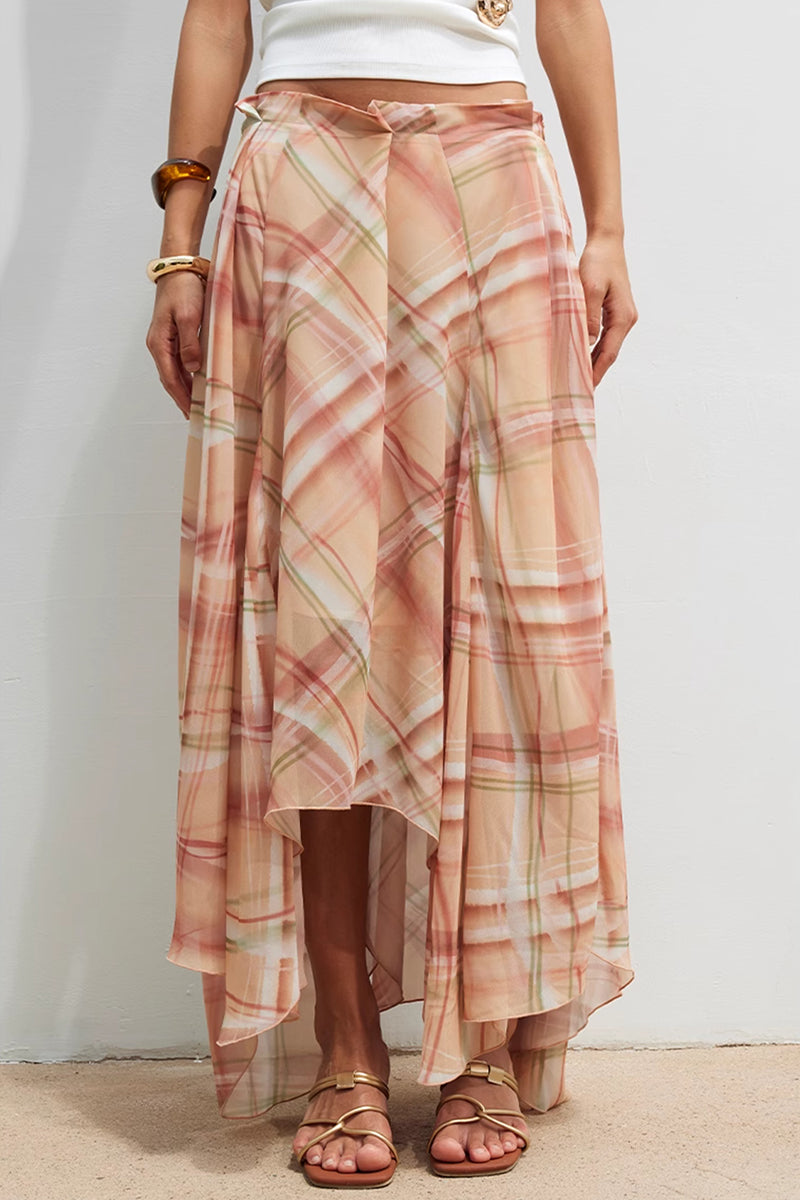 Flowy Plaid Wrap Skirt