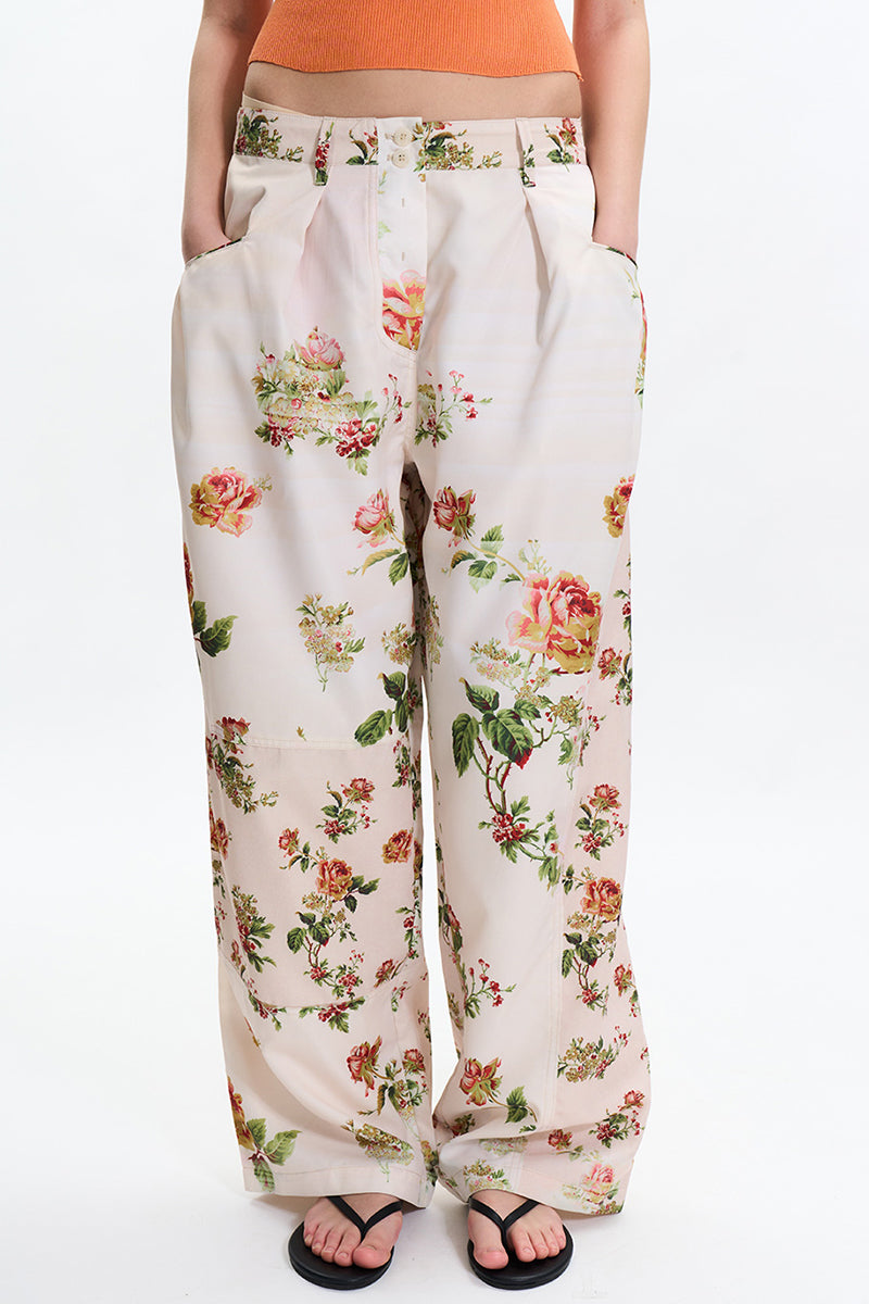 Floral Print Wide-Leg Trousers