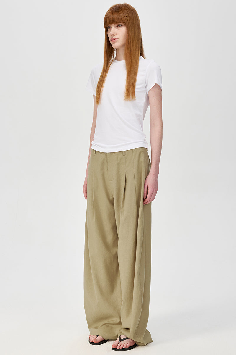 High-Waist Pleated Loose Fit Trousers