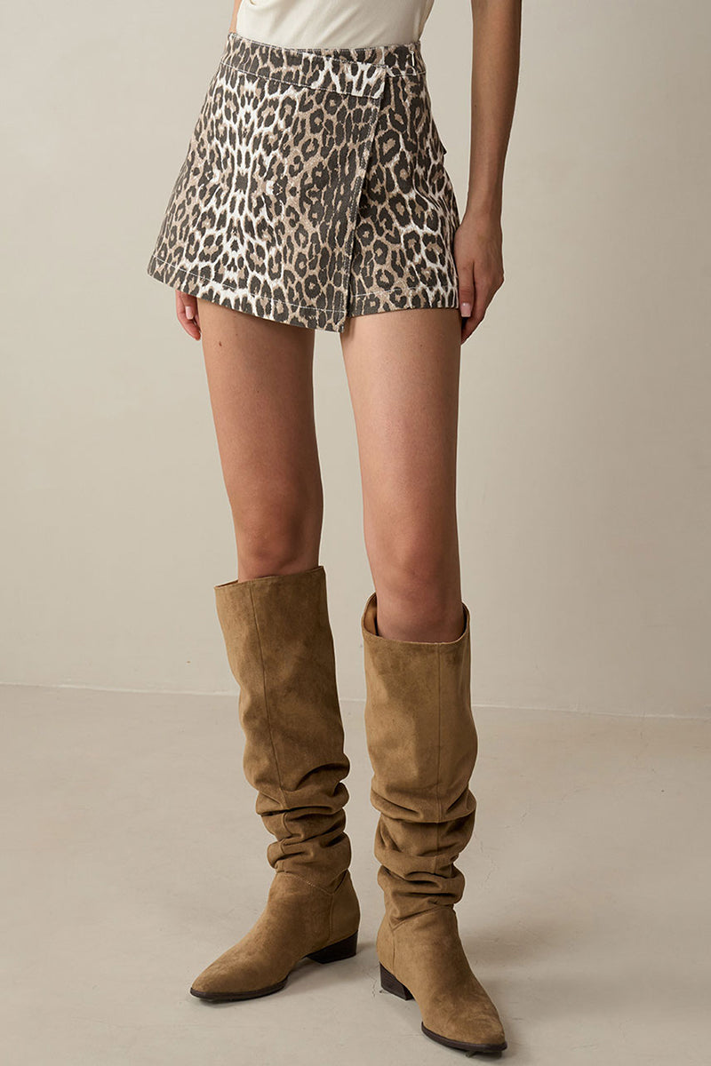 Leopard Print Wrap Shorts