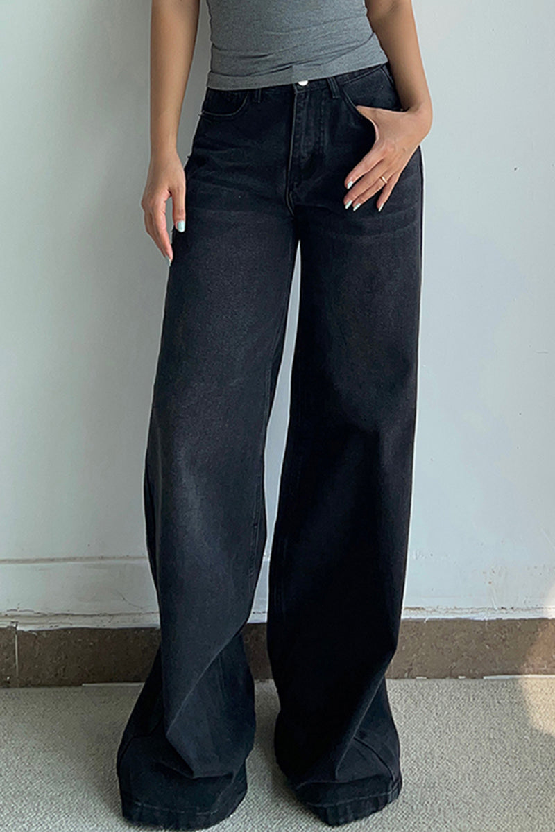Wide Leg Casual Denim Jeans
