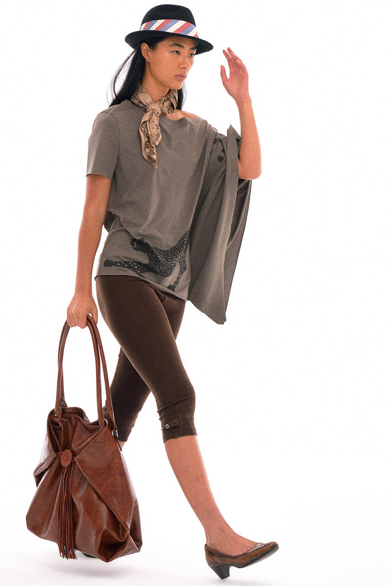 Asymmetrical Panther Print Knit Top