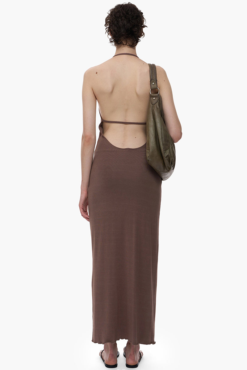 Halter Neck Backless Slim Maxi Dress