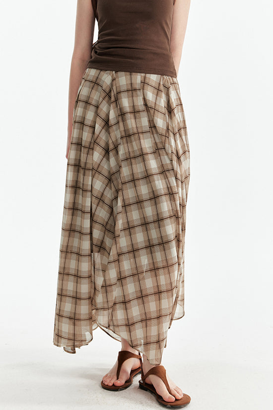 Plaid Flowy Maxi Skirt
