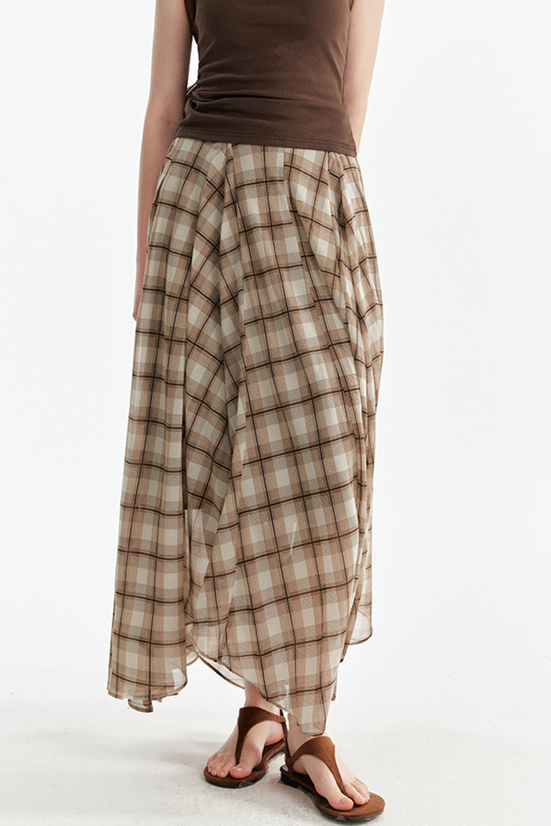 Plaid Flowy Maxi Skirt