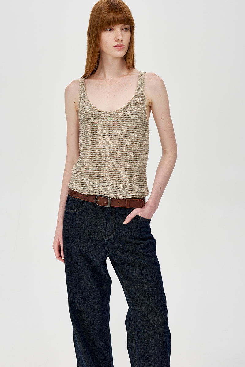 Textured Knit Scoop Neck Tank
