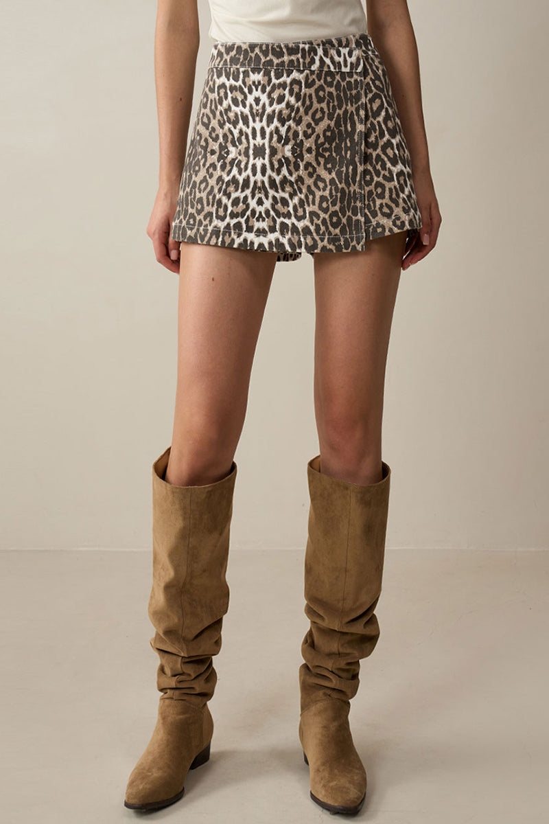 Leopard Print Wrap Shorts