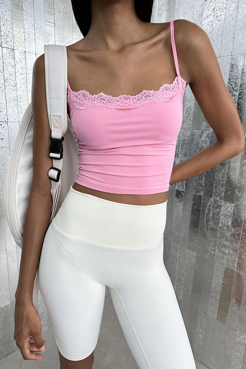 Lace Trim Cami Crop Top