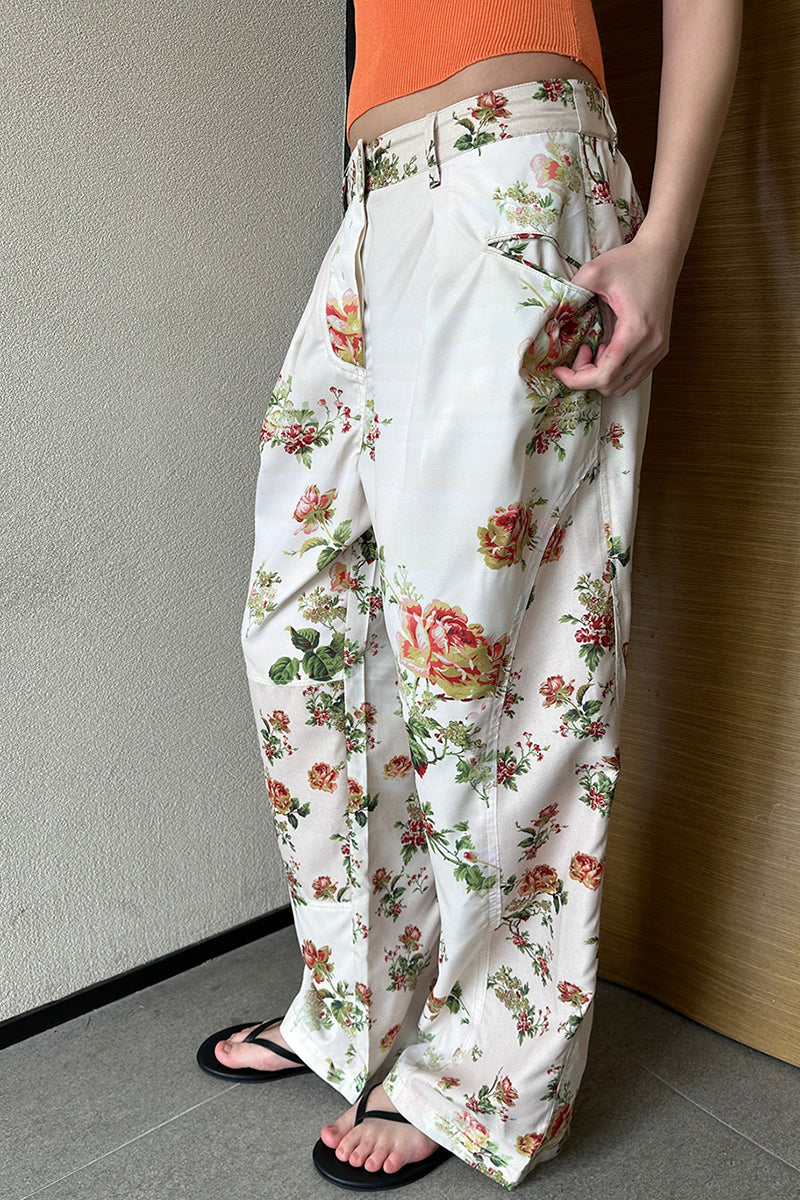 Floral Print Wide-Leg Trousers