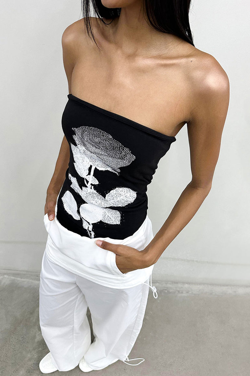 Bold Floral Strapless Tube Top