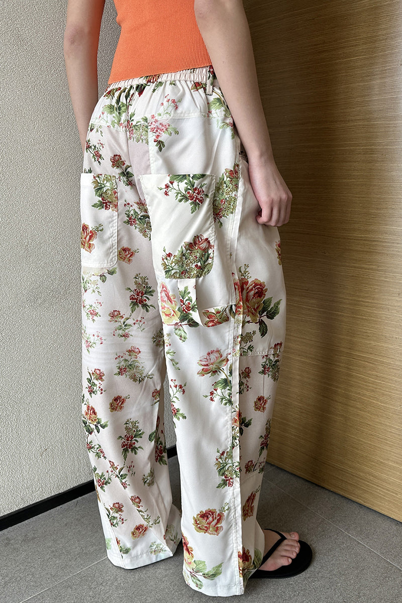 Floral Print Wide-Leg Trousers