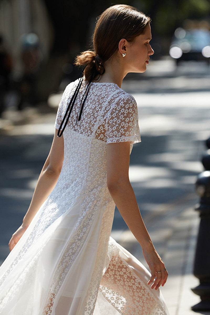 Lace Panel Midi Dress
