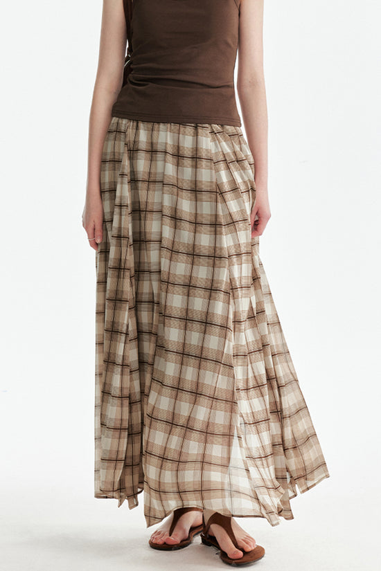 Plaid Flowy Maxi Skirt