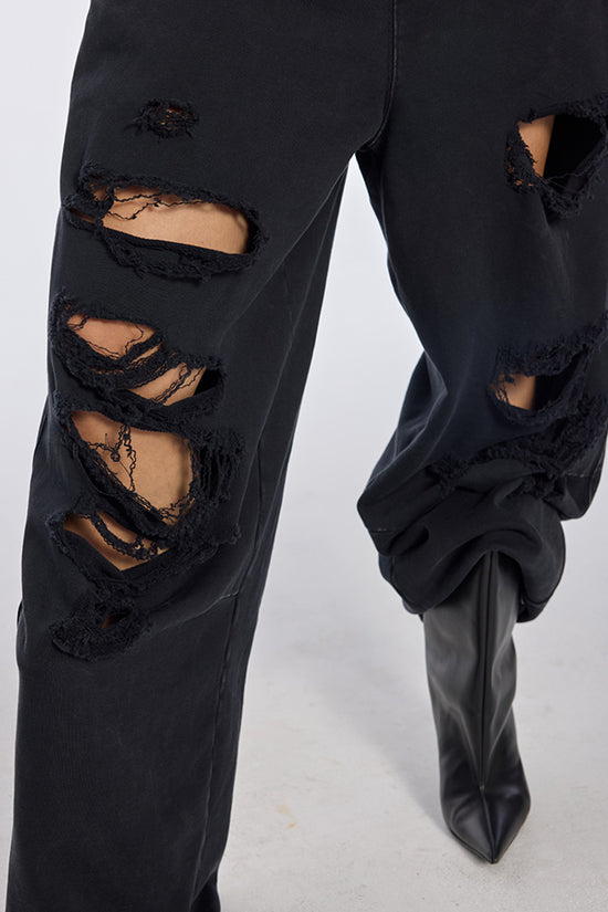 Distressed Slouchy Fit Jogger Pants