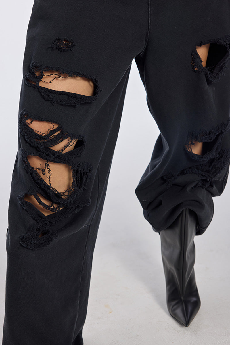 Distressed Slouchy Fit Jogger Pants