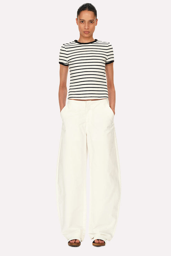 Striped Short Sleeve Crop Tee