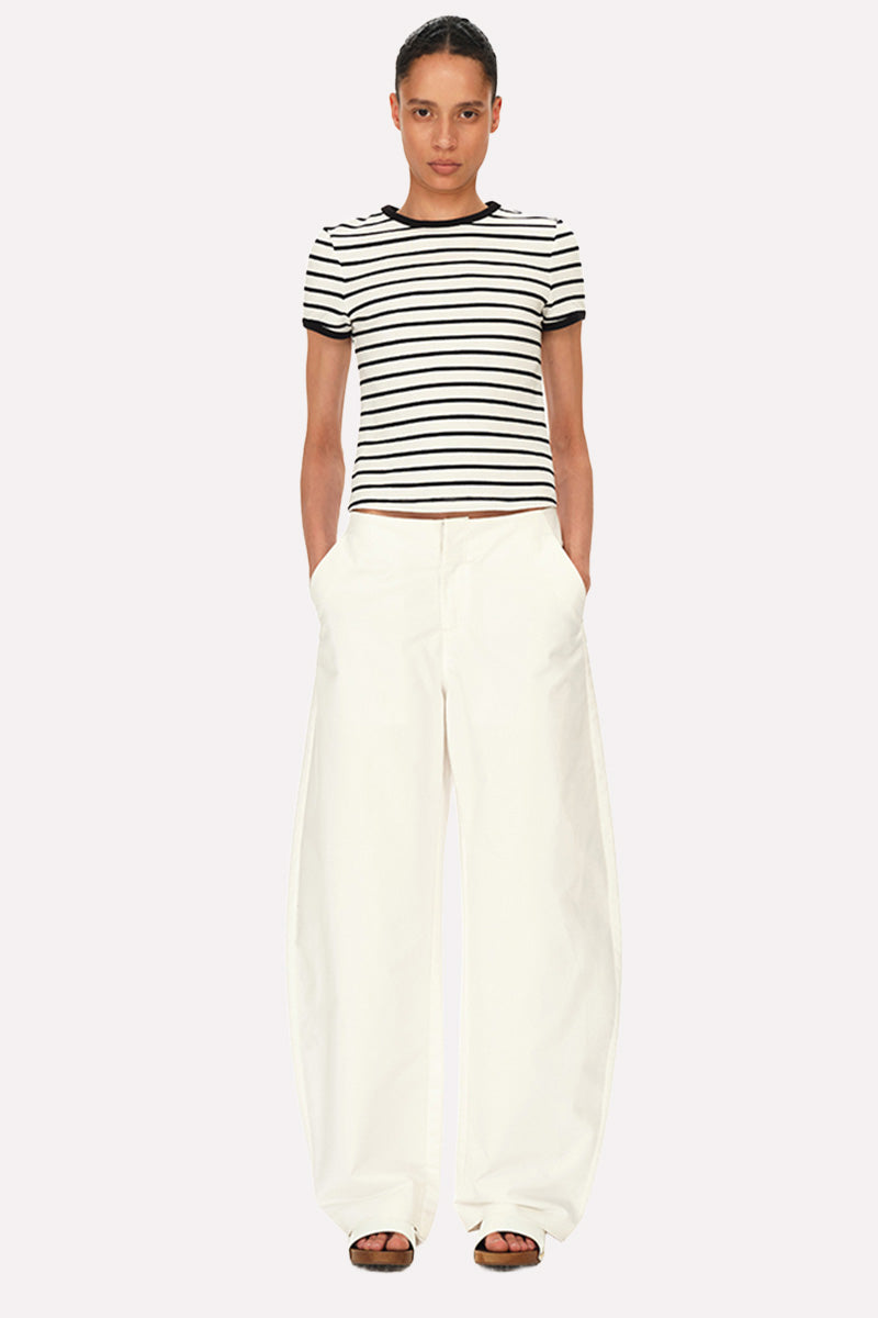 Striped Short Sleeve Crop Tee
