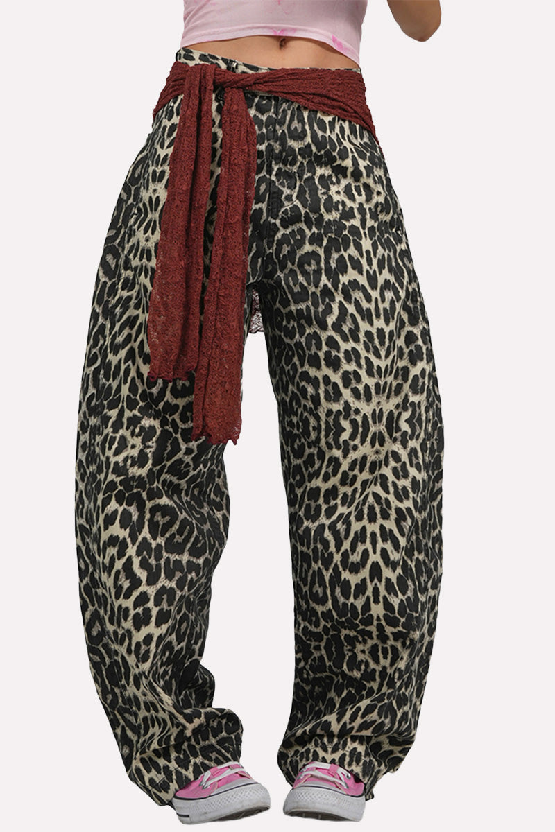 Leopard Print Wide-Leg Pants