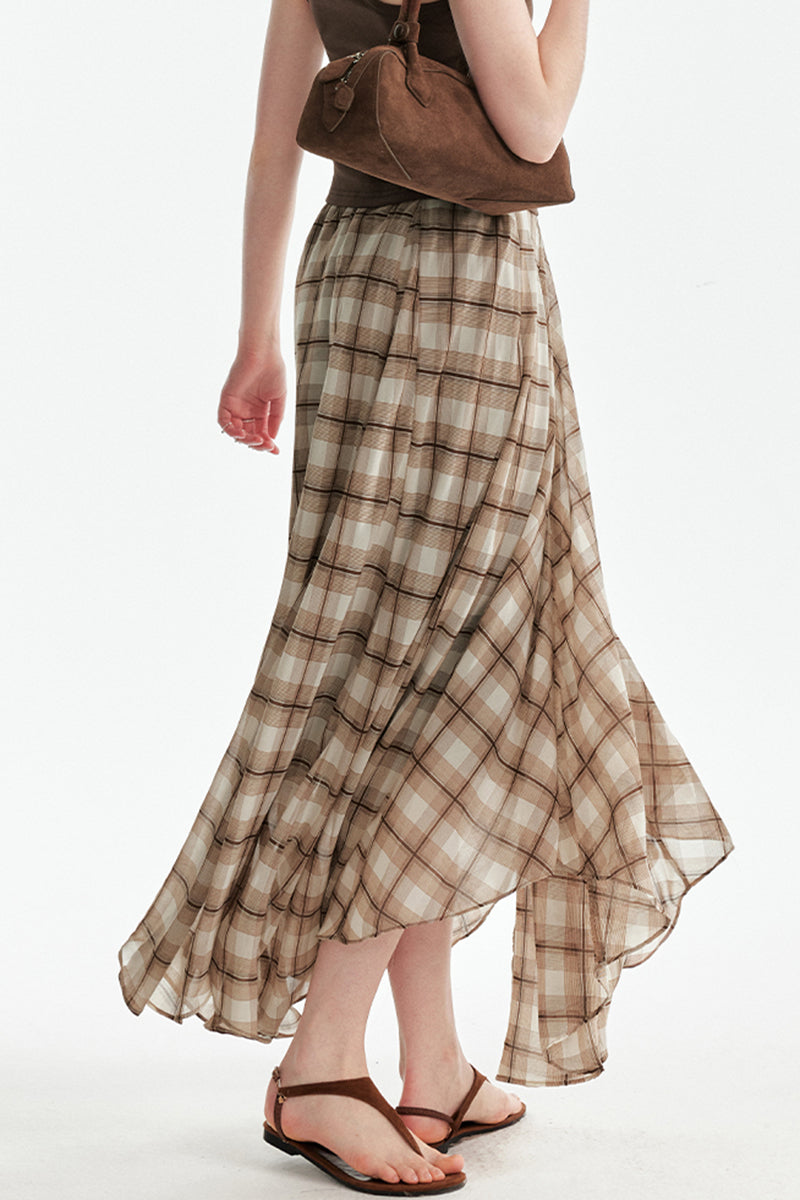 Plaid Flowy Maxi Skirt