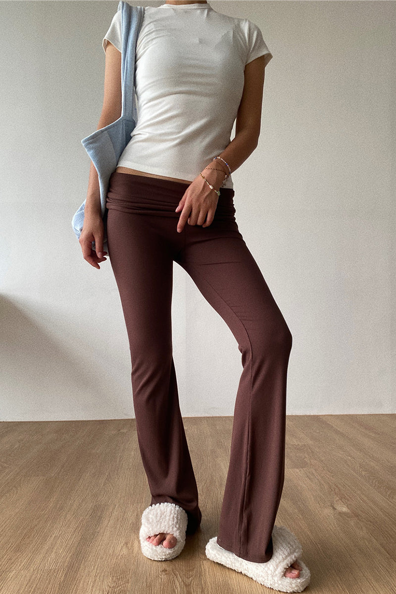 Foldover Waist Flared Lounge Pants