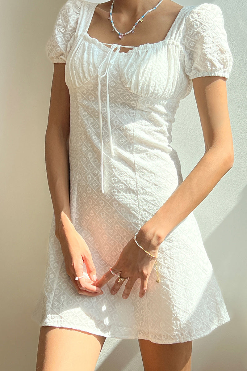 Patterned Puff Sleeve Mini Dress