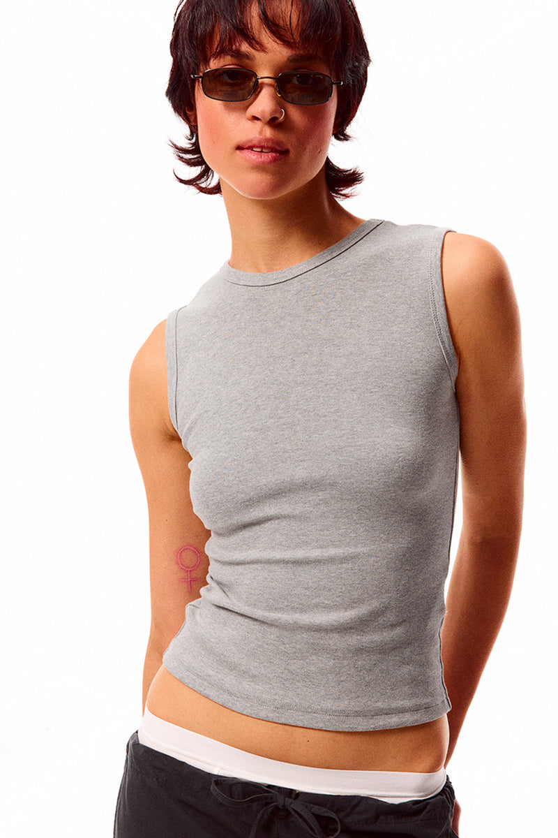 Sleeveless Slim Fit Ribbed Tank Top
