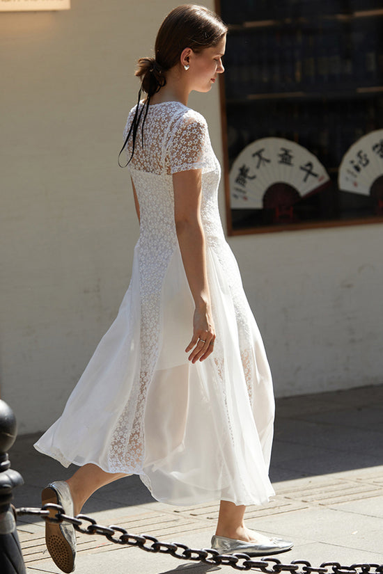 Lace Panel Midi Dress