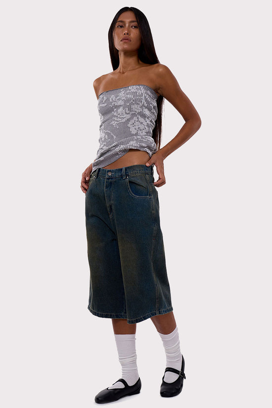 Star Pattern Denim Culottes