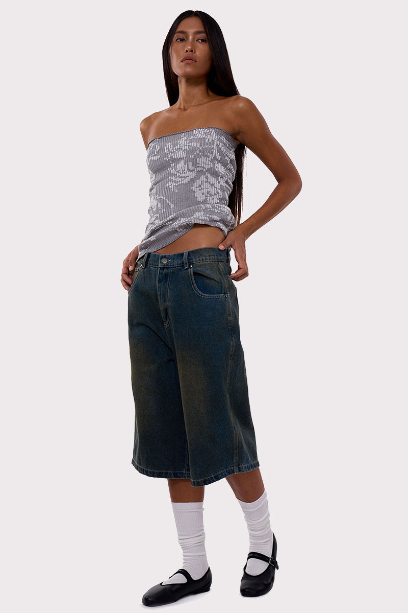 Star Pattern Denim Culottes