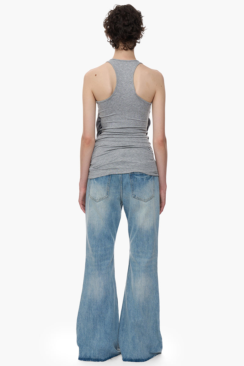 Draped Sleeveless Casual Tank Top