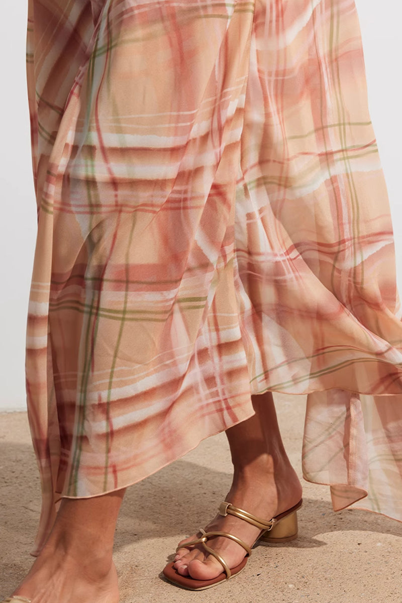 Flowy Plaid Wrap Skirt