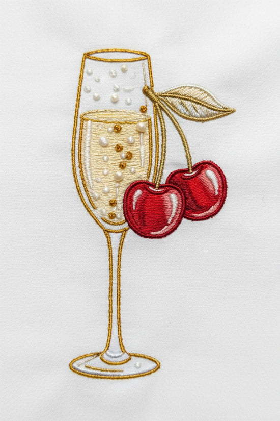 Cherry Champagne Embroidered T-Shirt