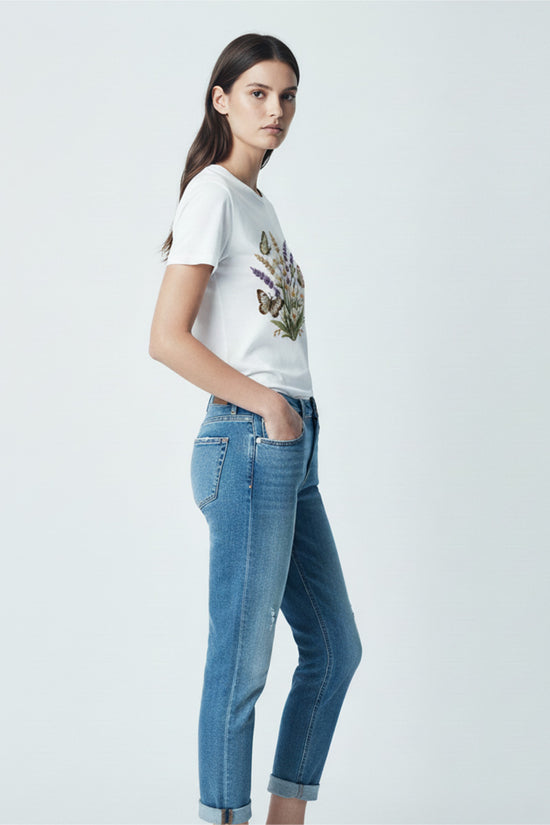 Lavender Meadow Embroidered T-Shirt